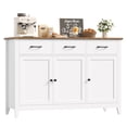 thumbnail image 7 of Hiphuta 47"W Buffet Cabinet with Adjustable Shelf, Modern Farmhouse Coffee Bar with 3 Drawers and Sturdy Base for Small Space and Living Room, White, 7 of 7