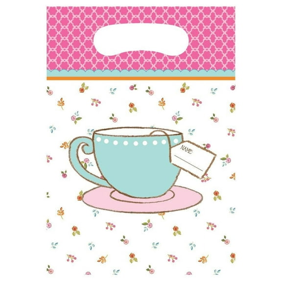 Birthday 'Tea Time' Plastic Favor Bags (8ct)