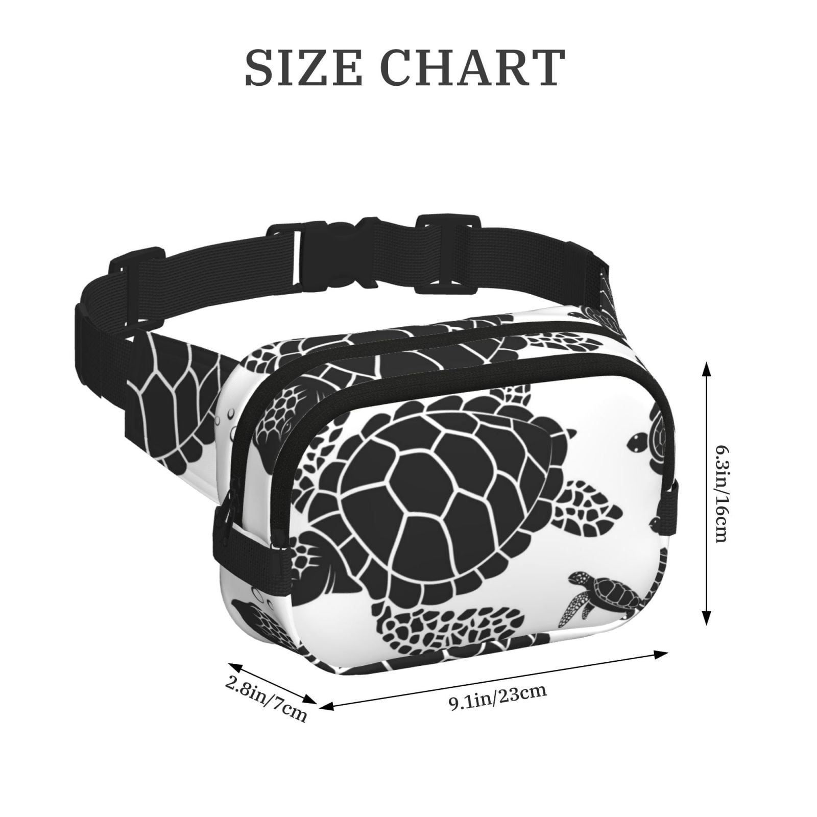 Picia Family Of Sea Turtles Print Square Double-Layer Waist Bag Mini Adjustable Waist Belt Bag Exercise Running Travel Hiking