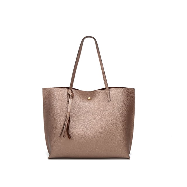 Dreubea Bolso de hombro de piel sintética suave para mujer, bolso de mano con borlas de gran capacidad