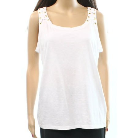 INC - INC NEW Bright White Lace Up Women's Size Large L Tank Top Cotton ...
