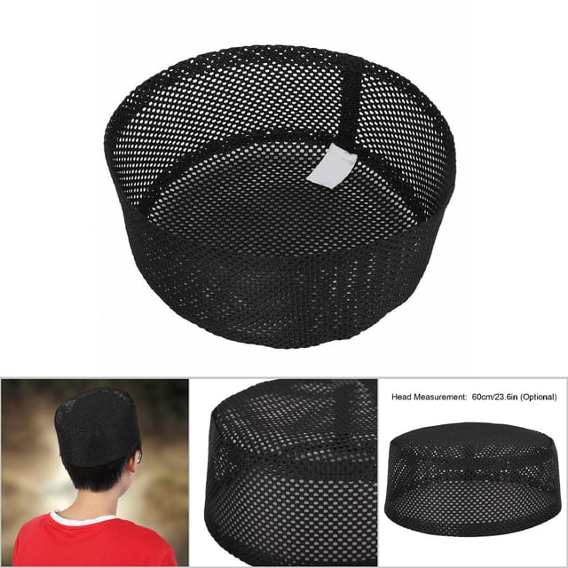 Men's Muslim Prayer Kufi Hat Polyester Mixed Cotton Cloth Islam Man Embroidery Hat Male Head