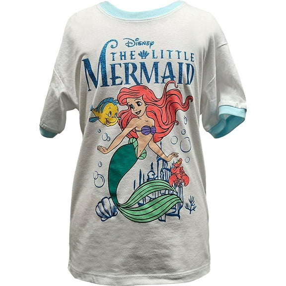Disney Ariel Castle Sparkle Youth Girls Ringer Tee