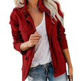 thumbnail image 1 of Ladies Snap Buttons Military Jacket Streetwear Fall Coat Long Sleeve Utility Jackets, 1 of 1
