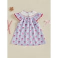 thumbnail image 6 of BemeyourBBs Kids Toddler Baby Girls 4th of July Dress Outfit Patriot Fourth of July Independence Day Clothes Flag Embroidery Dot Plaid Print Short Sleeve Dress Toddler Girl Summer Outfit, 6 of 9