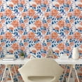 thumbnail image 2 of Ambesonne Rose Pattern Peel & Stick Wallpaper for Home, Fantasy Dreamy Flowers, 13"x100", Pale Vermilion Dark Blue, 2 of 5