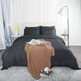 thumbnail image 2 of PiccoCasa 3 Pieces Pompom Tassels Duvet Cover Bedding Set Polyester Duvet Cover with 2 Pillowcases, Queen Dark Gray, 2 of 8