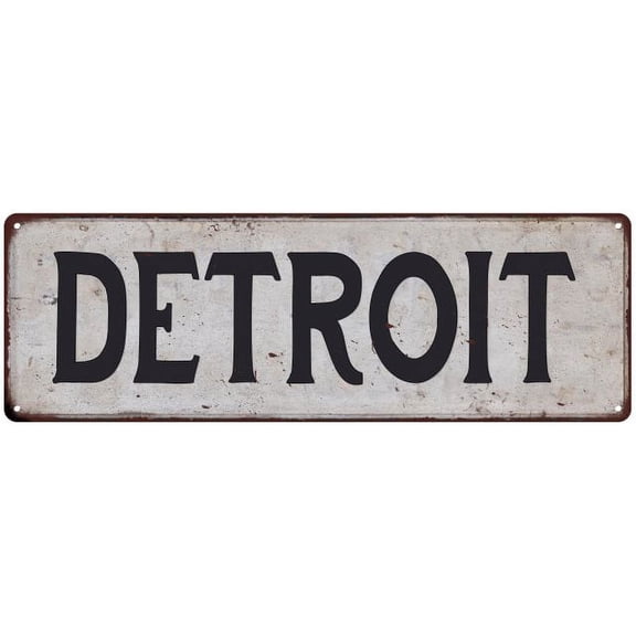 DETROIT Vintage Look Rustic Metal 6x18 Sign City State 106180041107