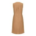 thumbnail image 3 of Summer Saving Wycnly Womens Dresses Casual Elastic Waist Tie Side Slit Button Down Tank Shirt Knee-Length Dresses Summer Solid V-Neck Sleeveless Formal Midi Dress Khaki XL, 3 of 6