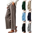 thumbnail image 2 of Oksale Wide Leg Sweatpants Women Loose Fit Petite Ankle Pants with Pockets Casual Elastic High Waisted Sweat Pants for Running Athletic Workout Khaki XL, 2 of 9