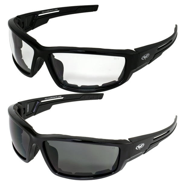 Lot Of 2 Motorcycle Padded Glasses Sunglasses Clear And Smoke Atv Quad Moped Small