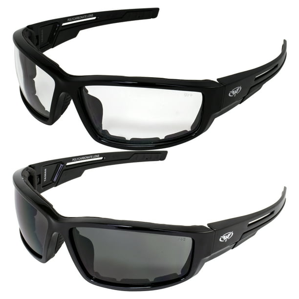 Lot of 2 Motorcycle Padded Glasses Sunglasses Clear and Smoke ATV Quad