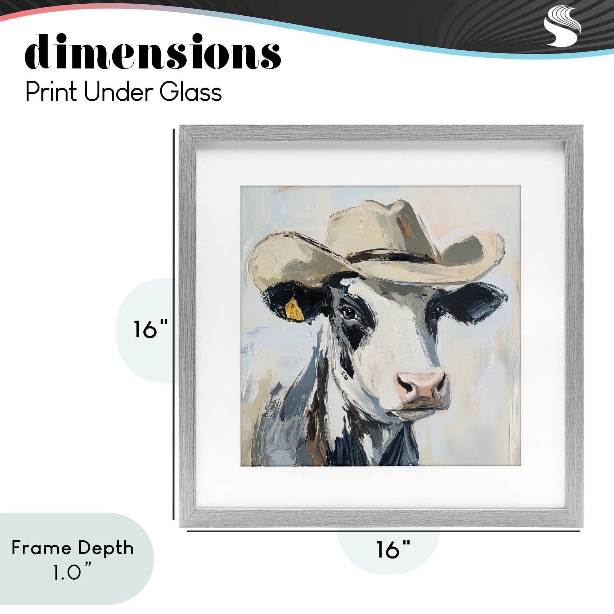 Stupell Industries Cowboy Carl Cow Gray Framed Print Under Glass, design by Tina LeCour