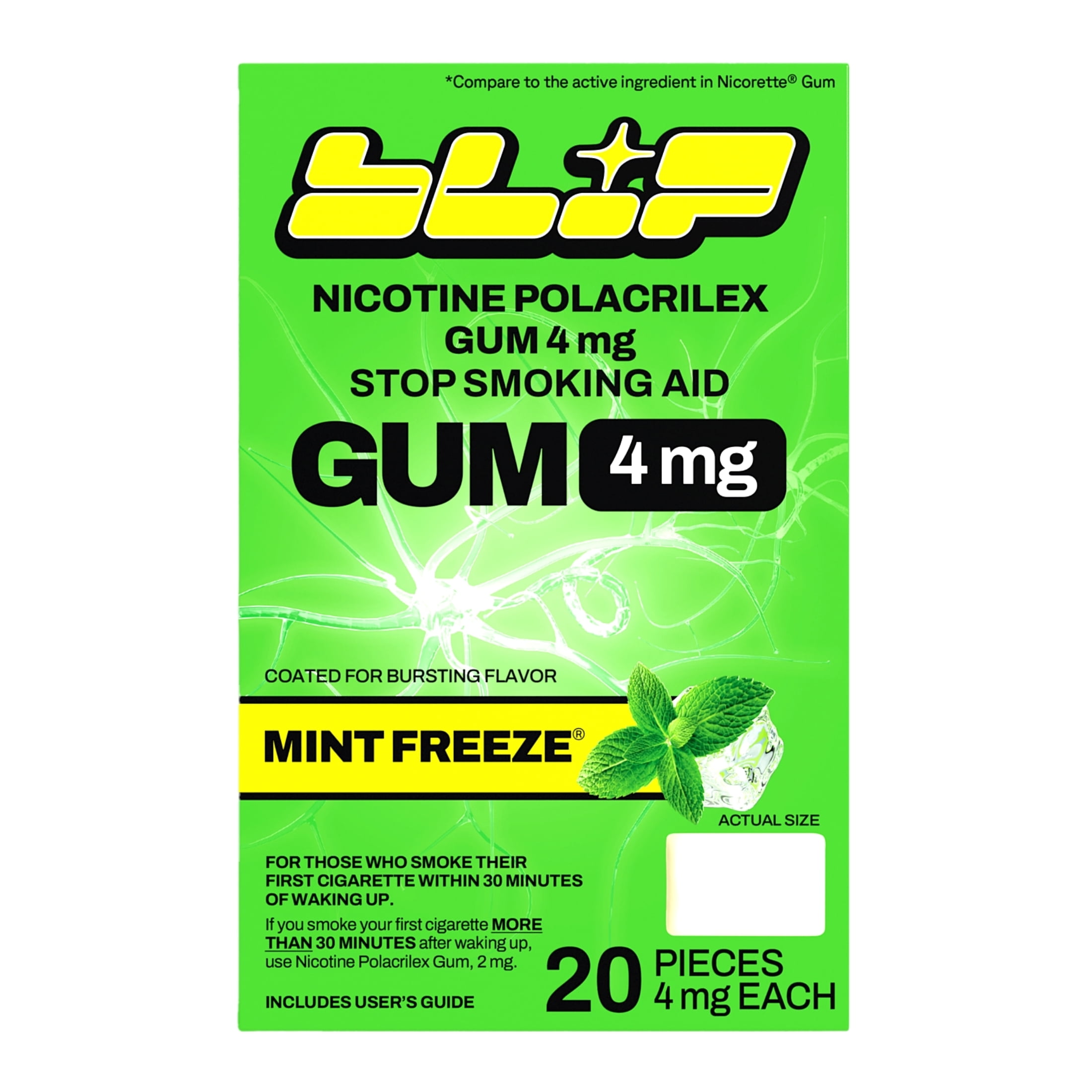 (3 pack) Blip Nicotine Gum, 4 mg, Mint Freeze, 20 Count
