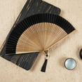 thumbnail image 4 of Japanese Hand Fan - Vintage Bamboo & Silk Folding Fan for Weddings, Dance Performances & Festivals, Elegant Decorative Handheld Cooling Fan, 4 of 6
