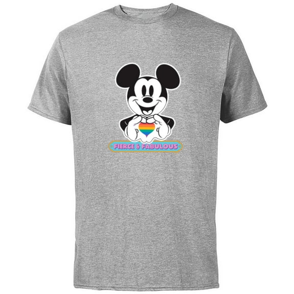 Disney Mickey Mouse Pride Fierce & Fabulous Rainbow Heart - Short Sleeve Cotton T-Shirt for Adults - Customized-Athletic Heather