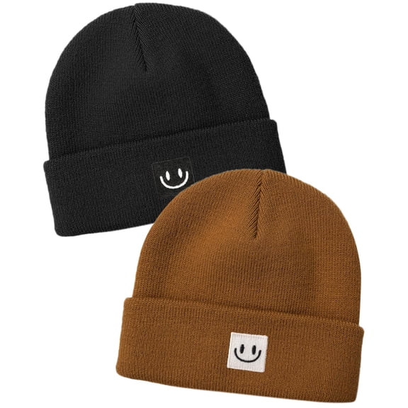 FURTALK 2 Pack Baby Beanie Cute Toddler Winter Hat Knit Boys Girls Warm Kids Embroidered Beanies Cap for 0-8 Years