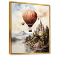 thumbnail image 2 of Designart "Balloon Adventure By The Castle III" Hot Air Balloon Floater Framed Wall Decor, 2 of 5