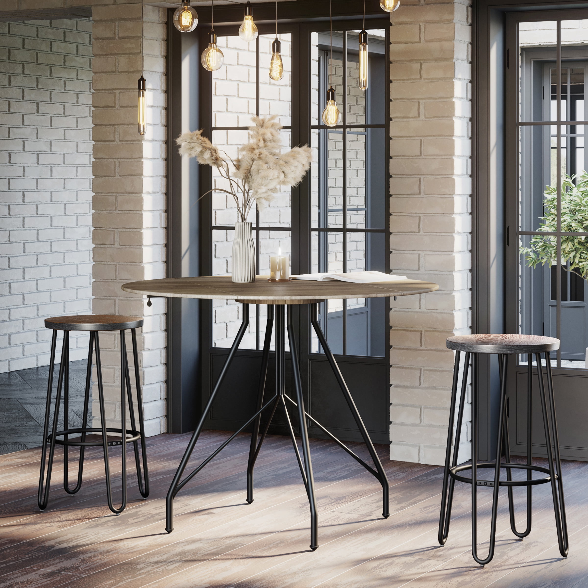 Lavish Home Set of Two 24-Inch Backless Bar Stools with Hairpin Legs