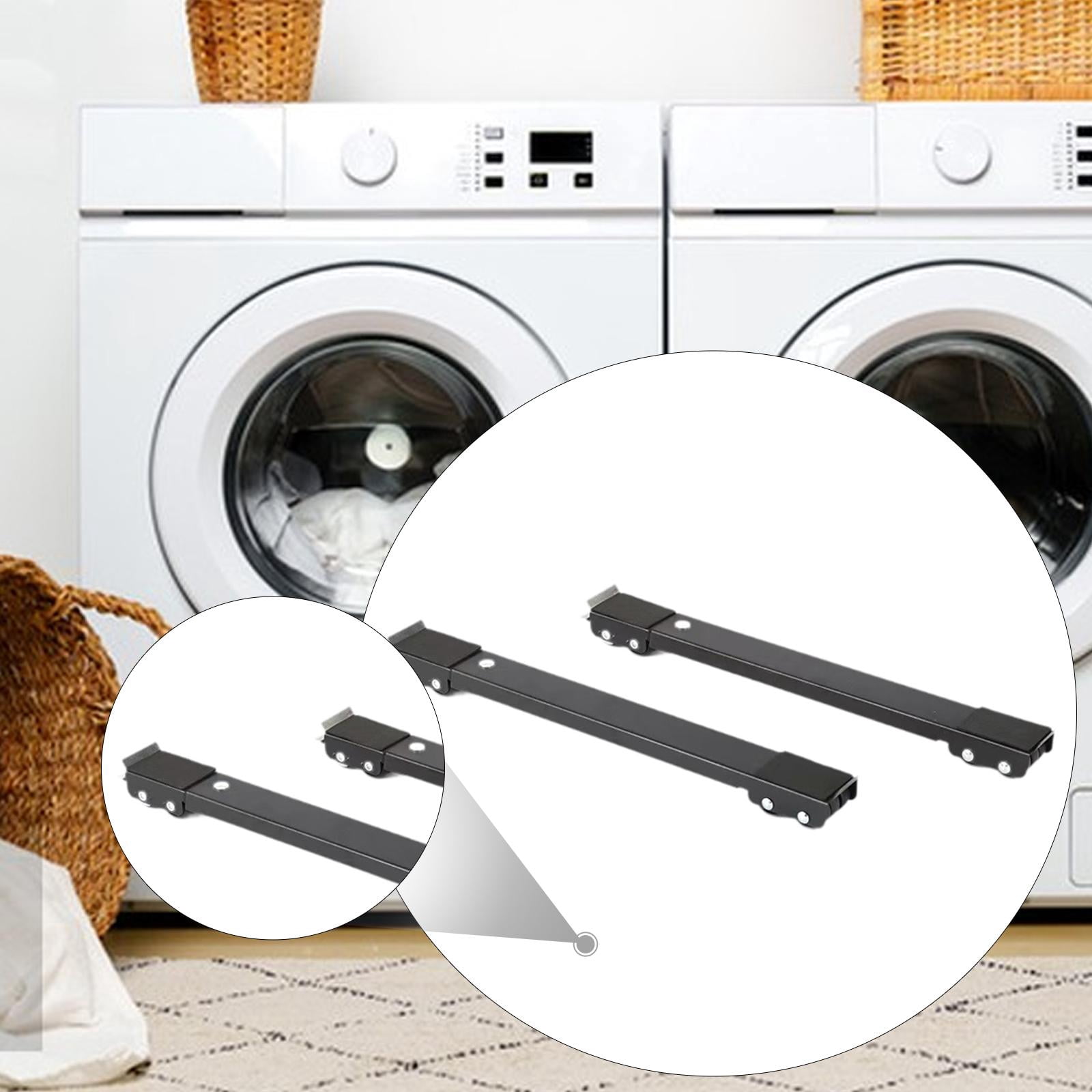 Fiocias 1 Pair Furniture Mobile Base Extendable Roller Stand Appliance Wheels with Brake Black
