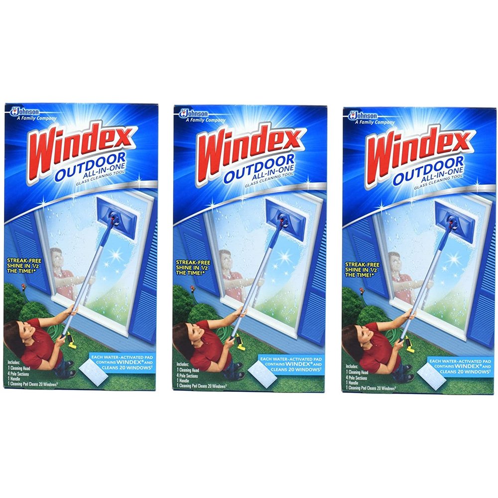 Windex Outdoor Allin One Glass Cleaning Tool Starter Kit (Packf of 3) Made in USA