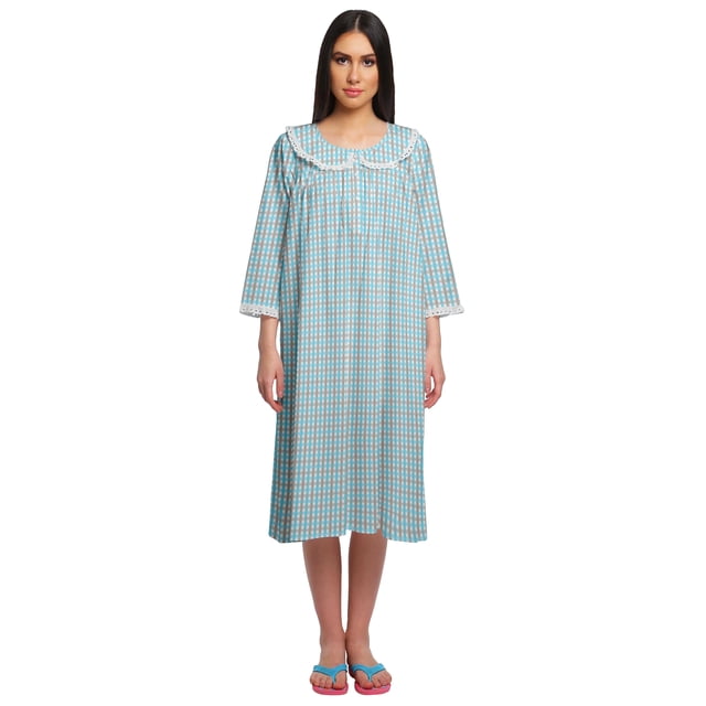 Moomaya Chemise de Nuit Longue à Boutons pour Femmes Imprimée