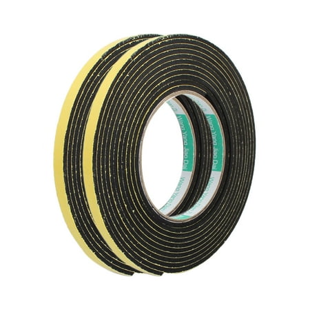 2 Pcs 4M 8mm x 3mm Single-side Adhesive Sound Insulation Sponge Tape Yellow