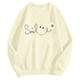 thumbnail image 4 of Sweatshirt for Women Smile Letter Print Long Sleeve Lightweight Pullover Floral Graphic Relax Fit Fall Tops, 4 of 5