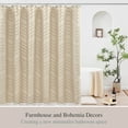 thumbnail image 3 of Siiluminisoy Beige Extra Long Shower Curtains, Heavy-Duty Mold/Mildew-Resistant,Water-Repellent, Machine-Washable,Chevron Textured Design,72 x 78, 3 of 9