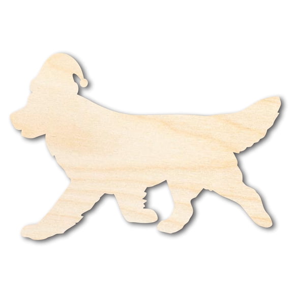 Unfinished Wood Golden Retriever With Santa Hat Shape 18" / 1/8"