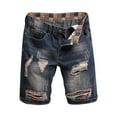 thumbnail image 2 of cllios Men Ripped Denim Shorts Zipper Elastic Slim Casual Denim Shorts Summer Distressed Wash Jeans Shorts Workout Short Pants, 2 of 8