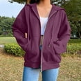 thumbnail image 2 of Enjoytime Zip Up Hoodie Women Solid Color Long Sleeve Oversized Sweatshirt with Pocket Fall Fashion Trendy Outfits 2025, 2 of 6