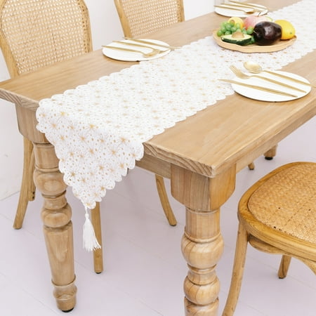 

Merry Christmas Bronzing Table Runner Christmas Print Table Flag for Wedding Table Decor Bridal Party Birthday Cake Table Decorations