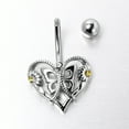 thumbnail image 4 of Body Candy Womens 14G 316L Surgical Steel Navel Ring Piercing Heart Flower Butterfly Belly Button Ring, 4 of 8