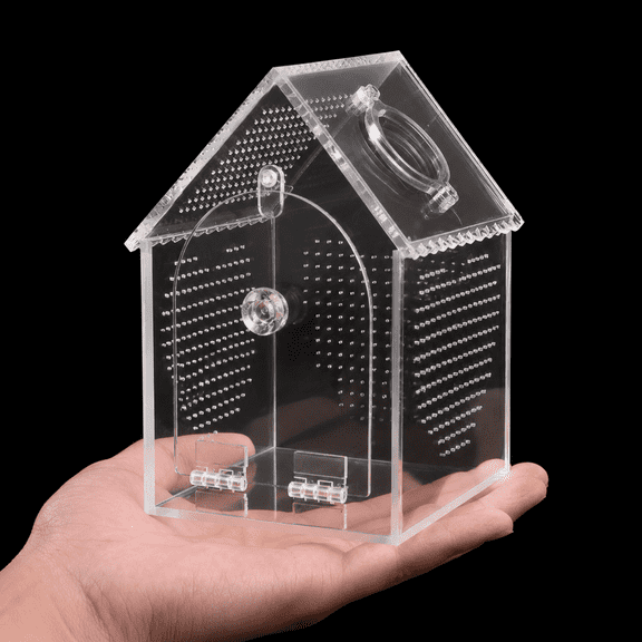 Mini Jumping Enclosure Warp-proof Tarantula Terrarium Front Opening Habitat With Feeding Port For Praying Mantis Sand Reptile 3"