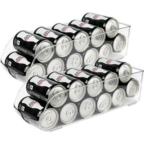 Greenco Stackable Refrigerator and Freezer Drink Holder Storage Bin, 13.5"x 5.5"x 3.75", (Clear, 2 Pack)