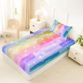 thumbnail image 5 of Manfei Ink Rainbow Twin Sheets, Sparkle Star Print Bedding, Blue Violet, 3pcs, 1 Flat Sheet, 1 Fitted Sheet and 1 Pillowcase, 5 of 6