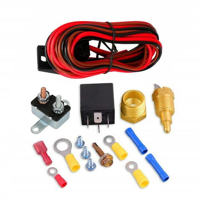 Kenally Kit de termostato de ventilador de refrigeración eléctrico de 175-185 grados, interruptor de fusible de ventilador con Sensor, Kit de Vehículos, repuestos y accesorios Mis