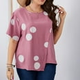 thumbnail image 2 of HAPIMO Women's Trendy Plus Size Loose Tops Summer Lace Crochet Splicing Solid Tees Fashion Clothing Round Neck Pullover Short Sleeve Shirts Pink XL, 2 of 7
