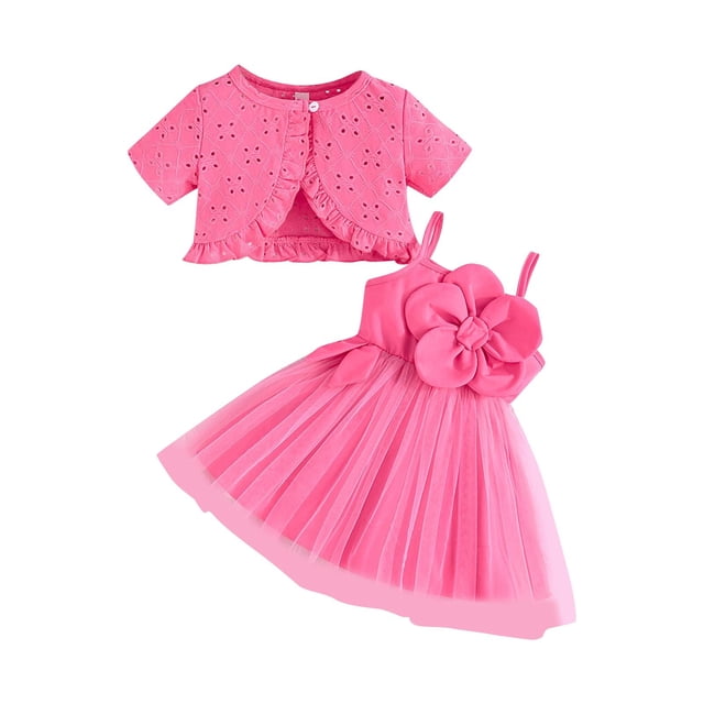 Chbgutlmr Baby Clothes Girls Dress 2 Piece Sets Kids Ruffle Cardigan Overalls Princess Skirt Cute Outfits