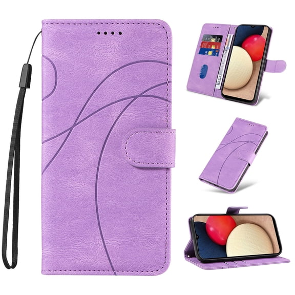 Wallet Case Compatible with iPhone 16e, Classic Premium PU Leather Shockproof Protective Wrist Strap Kickstand Card Slots Magnetic for Men Women for iPhone 16e, Purple
