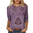 thumbnail image 3 of Fengqque Women's 3/4 Length Sleeve Tops Summer Printed Dressy Casual Tunic Blouses Shirts for Women Purple XXXXXL(XXXXXL), 3 of 5