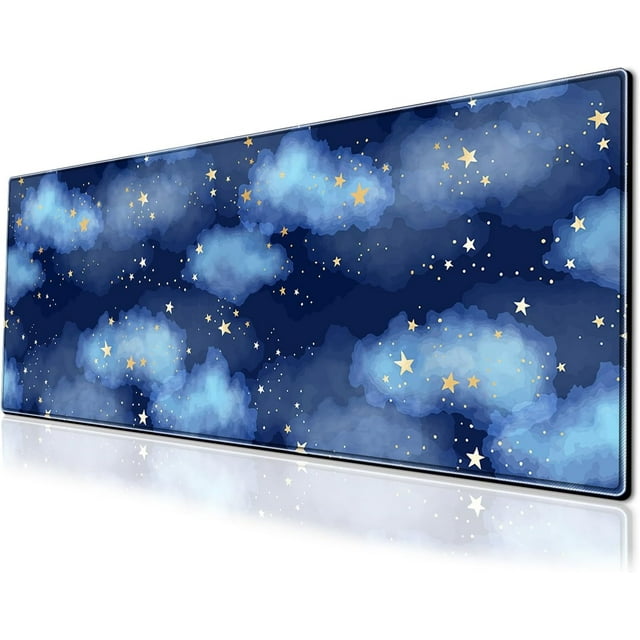 Star Night Sky Gaming Mouse Pad - 31.5x11.8 Inch Large Desk Mat, Extended Non-Slip Rubber Base, Keyboard Mat, Perfect for Desk, Home Office, Stargazers