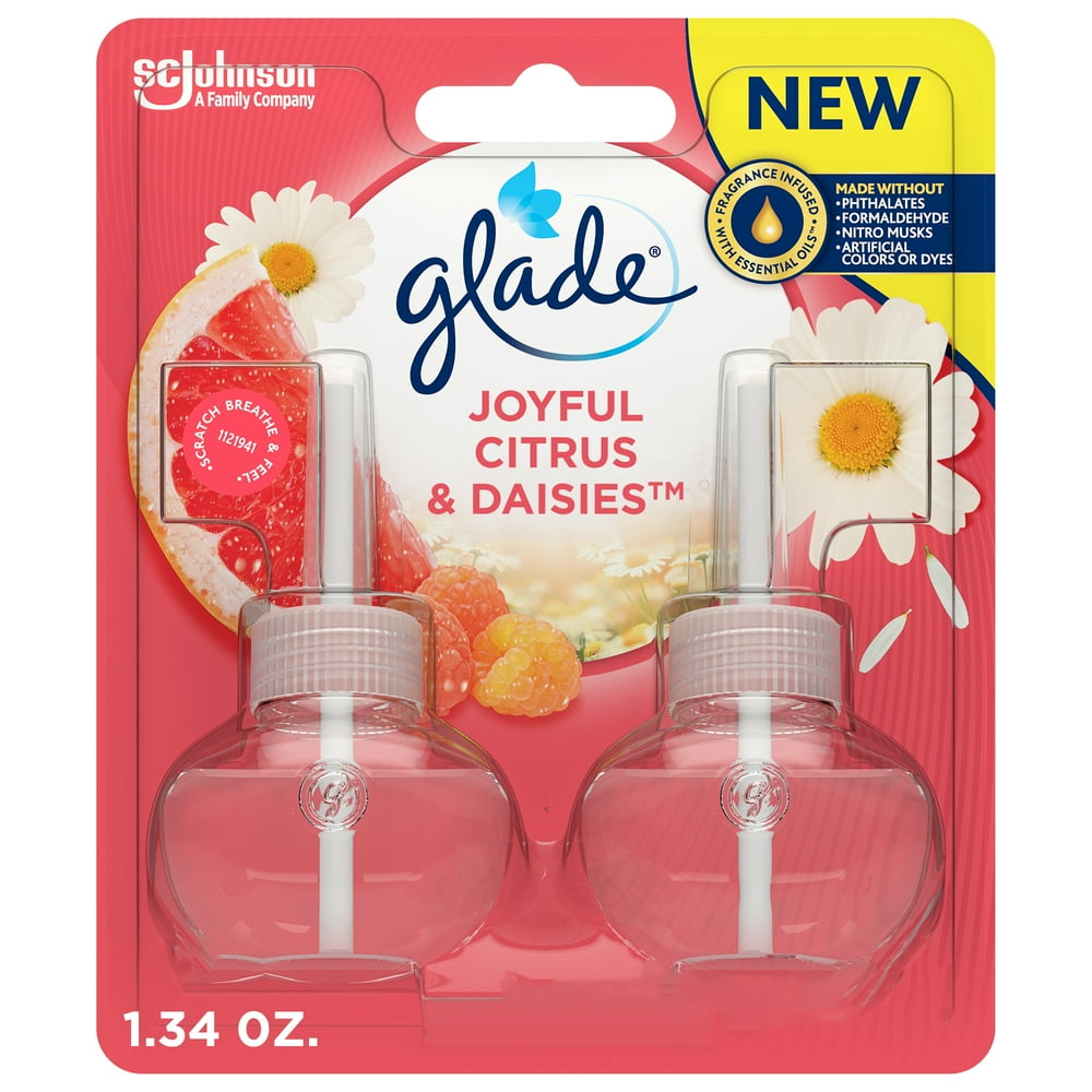 Glade PlugIns Scented Oil Diffuser, Joyful Citrus & Daisies, 2 Refills