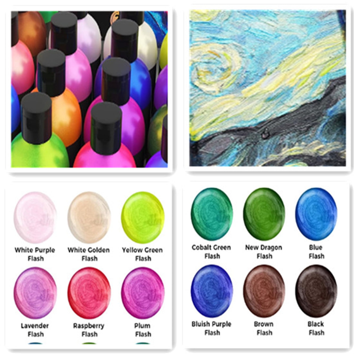 Iridescent Acrylic Paint Set, 20 Chameleon Colors in 8.45 oz/250ml Bottles, Large Bulk Color-shifting Acrylic Paint Perfect for Artists, Beginners on Canvas, Rocks, Wood, Fabric with Paint Knife