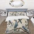 thumbnail image 2 of Designart "Vintage Scene Four Blue Birds on a Branch III" Animals Bird Bedding Covert Set - Bird Blue Animals Bed Set With 1 Sham, 2 of 6