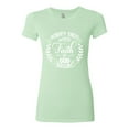 thumbnail image 2 of Wild Bobby Worry Ends When Faith In God Begins Inspirational/Christian Women Slim Fit Junior Tee, Mint, XX-Large, 2 of 5