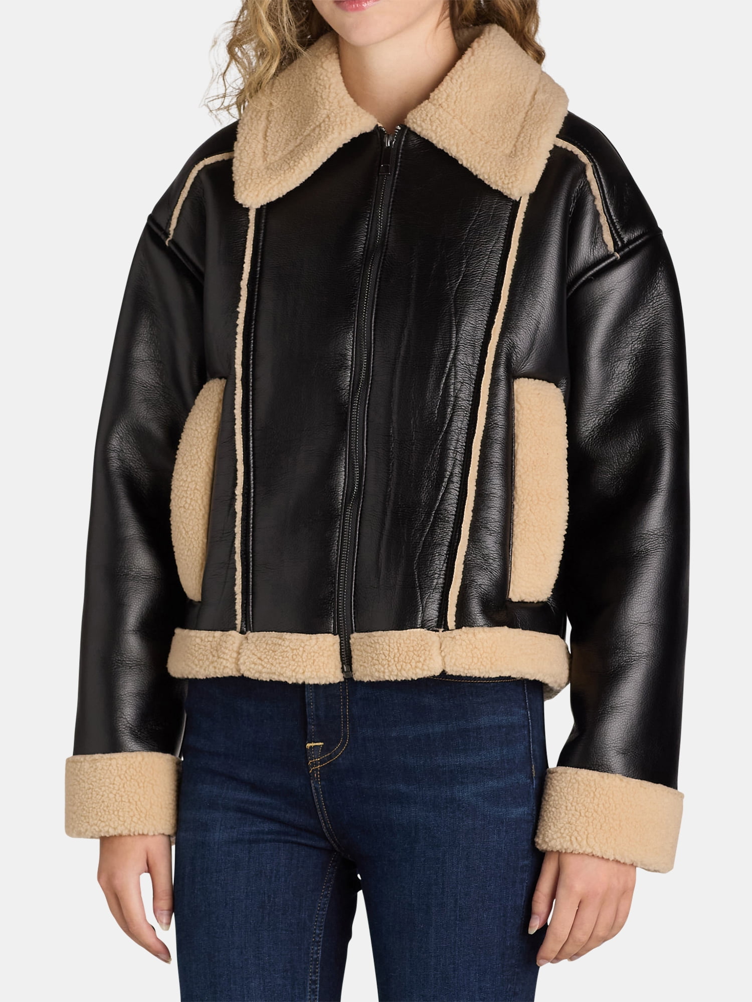 Time and Tru Women's and Women's Plus Bonded Faux Shearling Time and Tru Women's and Women's Plus Bonded Faux Shearling
