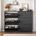 thumbnail image 4 of FANRAL Shoe Cabinet with 3 Flip Drawers,Fluted Shoe Storage Cabinet Rack Organizer with Adjustable Shelves for Entryway,Closet,Hallway,Black, 4 of 7