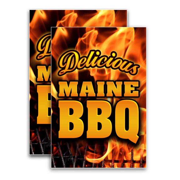 Maine BBQ (24" X 36") Vinyl Decal Only (Pack of 2) |Sign|Sticker|Poster